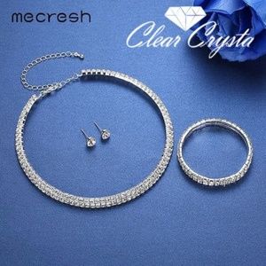 Silver Plated Color Circle Crystal Bridal Jewelry